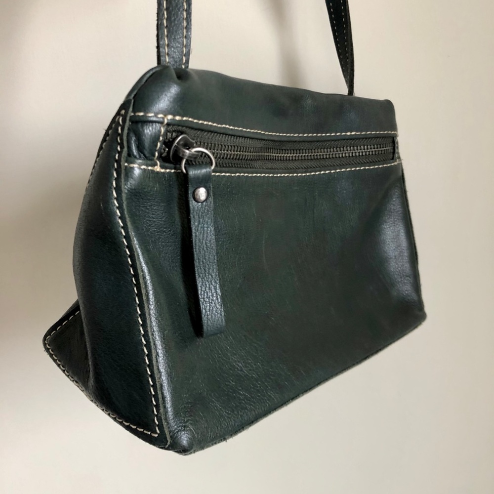 Genuine Leather Dark Green Small Crossbody Bag